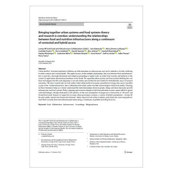 Bringing Together Urban Systems and Food Systems Theory and Research is Overdue